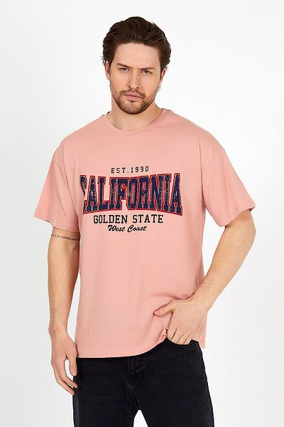 COMBİNE MİCHAİL Tricou supradimensionat unisex cu imprimeu pudrat cu decolteu