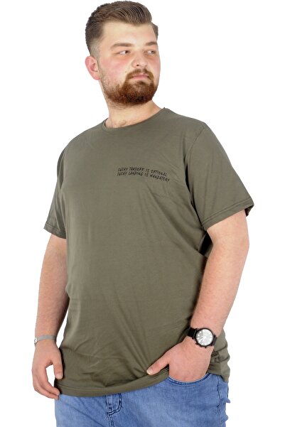 ModeXL Mode Xl Μπλουζάκι μεγάλου μεγέθους Crew Neck Human 22168 Χακί