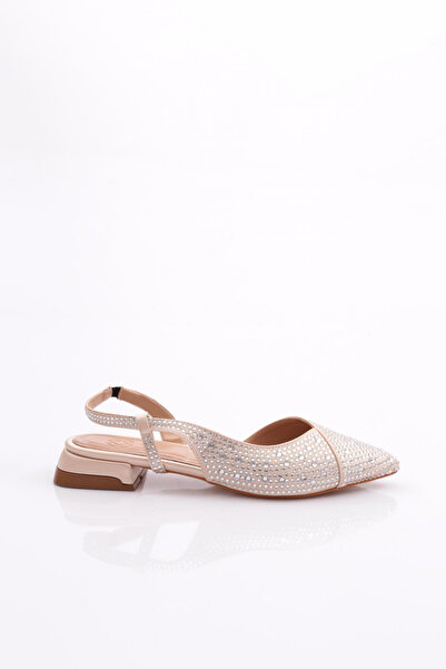 DGN Beige Satin Stone Embroidered Women's Sandals - 11103378