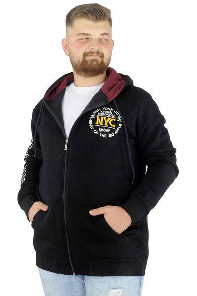 ModeXL Mode Xl Ανδρικό φούτερ με κουκούλα με φερμουάρ Nyc 22520 Navy Blue
