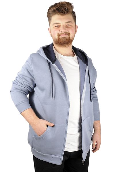 ModeXL Mode Xl Ανδρικό φούτερ με κουκούλα με φερμουάρ Basic 20543 Μπλε