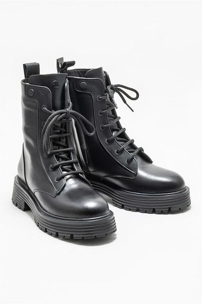 Elle Shoes Μαύρα Δερμάτινα Γυναικεία Casual Μποτάκια