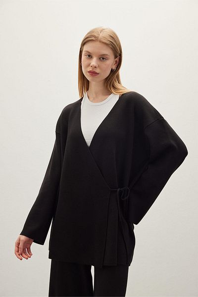 Manuka FEINER STRICKKIMONO SCHWARZ