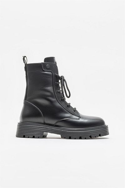 Elle Shoes Μαύρα Δερμάτινα Γυναικεία Casual Μποτάκια