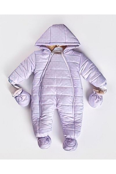 MİNİKO KİDS BABY GIRL DOT WITH FUR INSIDE DOUBLE ZIPPER WITH BOOTIES GLOVES ASTRONAUT COAT JUMPSUIT