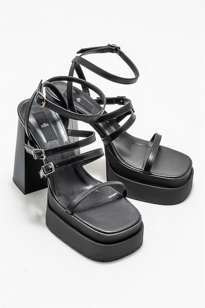 Elle Shoes Sandale damă din piele neagră