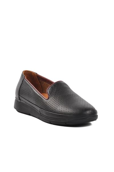 AYAKMOD 309-1 Pantofi casual de damă din piele naturală neagră