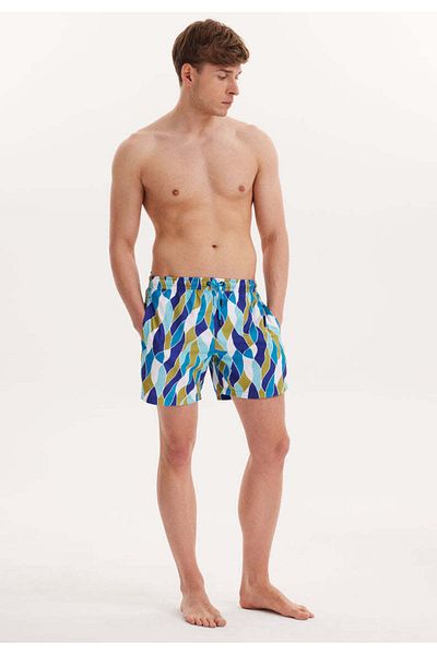 WESTMARK LONDON Pantaloni scurți de baie pentru bărbați, cu formă regulată, cu imprimeu geometric, turcoaz, Wmgeometric