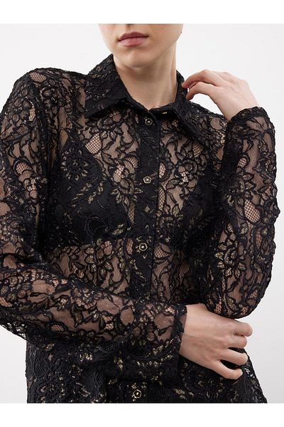 Juste Studio Gilded Lace Black Shirt