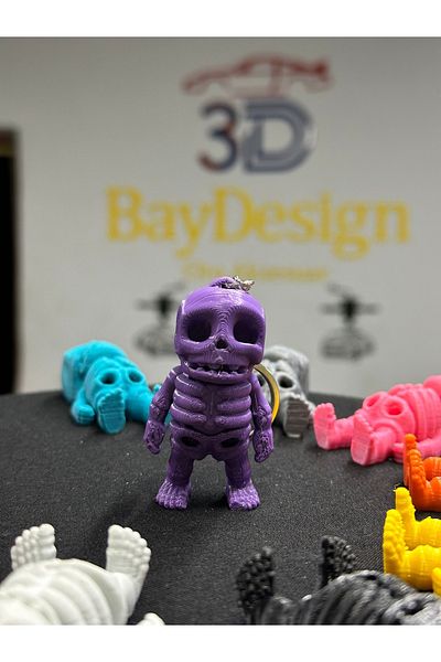 3dbaydesign MOVABLE MINI SKELETON KEYRING (purple)