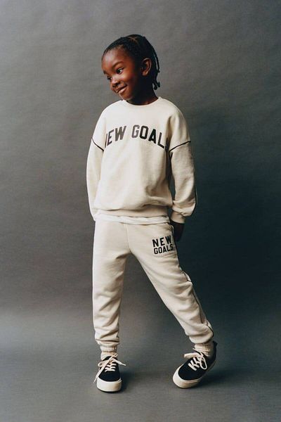 Teeny Weeny Kids New Season Slogan Printed Unisex Top and Bottom Set