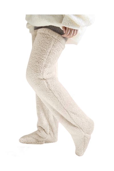 kubbe Tedy Plush Sleeping Socks Welsoft Above Knee Home Socks Foot Warmer Long Socks