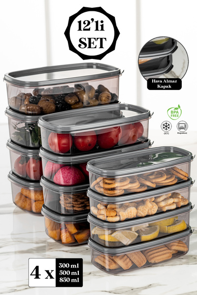 Meleni Home Set de 12 containere dreptunghiulare inteligente pentru depozitare dulciuri - Seria Platinum