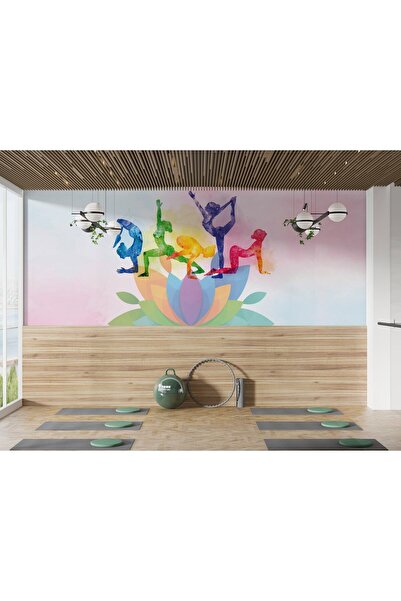 LOTUS AURA Lotus Çiçekli Spor Salonu Duvar Kağıdı, Pilates Yoga Salonu Duvar Resmi