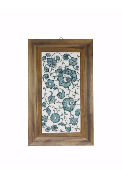 OTANTİK ÇİNİ Şam İşi Dekorlu Dekoratif Çini Çerçeveli Tablo 18x28 cm