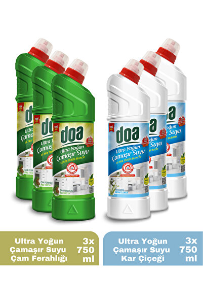 Doa Ultra Yoğun Çamaşır Suyu Çam Ferahlığı 750 ml X3 Ultra Yoğun Çamaşır Suyu...