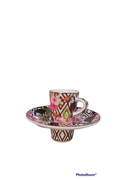 Kosova Porcelain Turkish Coffee Cup for 6 People 12 Pieces Interlocking