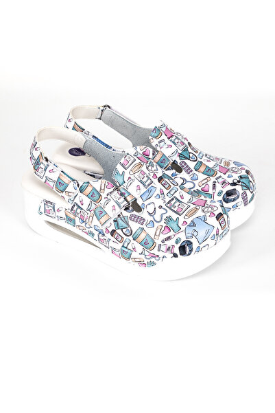 TERLİKSABO Medikal Desen 5 Cırtlı Arkadan Bantlı Terlik Havalı Taban Terlik