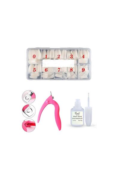 Nail Master 500lü Naturel Yarım Ay Tips Tırnak + Tips Makası + Tips Yapıştırı...