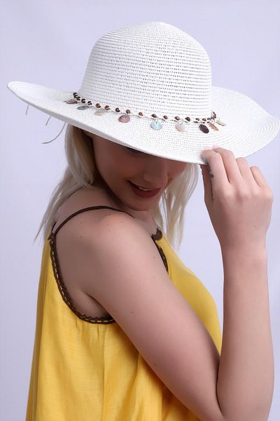 Deafox White Straw Beach Hat