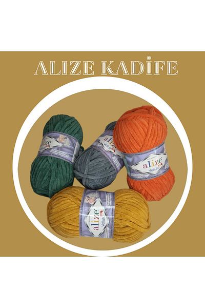 Alize سترة صوفية مخملية محبوكة يدويًا، أحذية طويلة، بطانية، خيط حياكة وشاح (مفرد) 100 جرام68 م