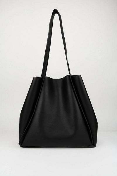 Mercan STORES Black Soft Leather Oversized Shopper Bag MC2003