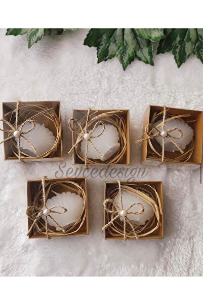 Sevce Design Kutulu Istiridye Hediyelik Mum, Nikah, Düğün Nişan Söz Mevlut 15 Adet 15'li Kutulu İstiridye 8*8*3
