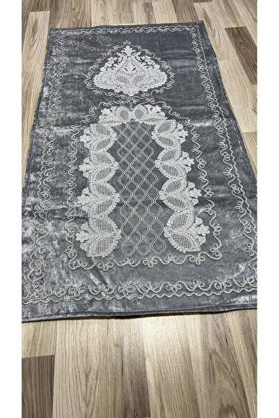 AYHANHOME French Velvet Dowry Bridal Set - Guipure Embroidered Prayer Mat