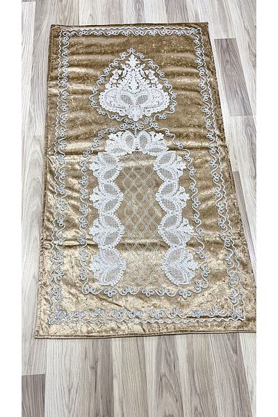 AYHANHOME Γαλλικό Velvet Dowry Bride Set - Guipure Embroidered Prayer Mat