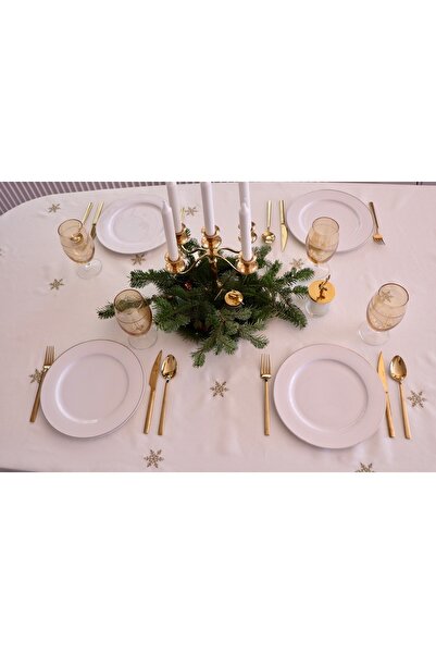 Preza Christmas Temalı Nakışlı Masa Örtüsü/Yılbaşı Yeni Yıl Masa Örtüsü