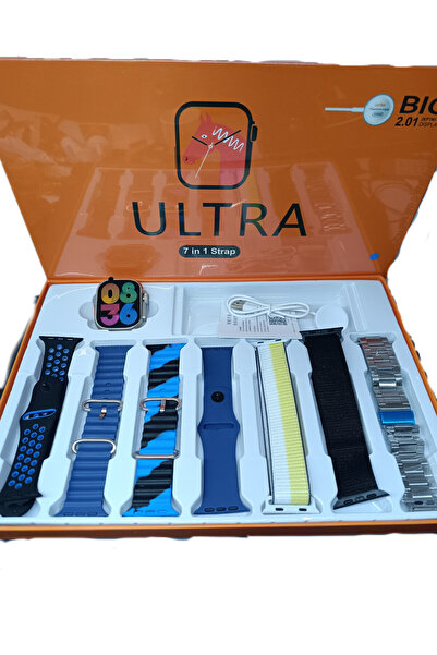 SmartWatch Watch 8 Ultra 49mm 7 Kordonlu Sesli Asistan Arama Ozelikli Ios Ve ...