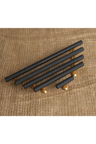 KOLDOOR Mobilier Mâner dulap Bucătărie Mâner sertar Duză dungi Negru Aur 192 mm ( 19,2 Cm ) 2 buc.