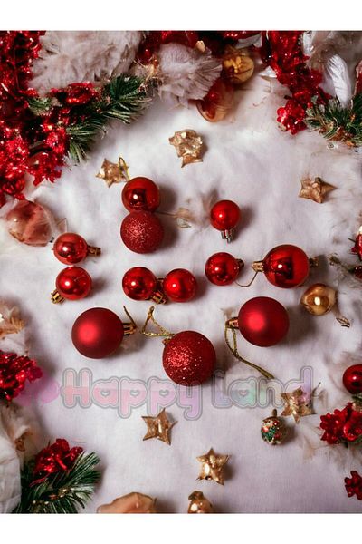 Happyland Christmas Tree Ornament 12pcs Red Christmas Ball Set 6pcs 4cm 6pcs 3cm Christmas Ball