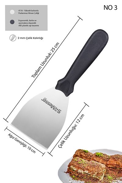 SRMesser 1881 Spatula NO 3 Pastry Dessert Baklava Lifter, Pizza Pastry Slicer, Kumru Preparation Spatula