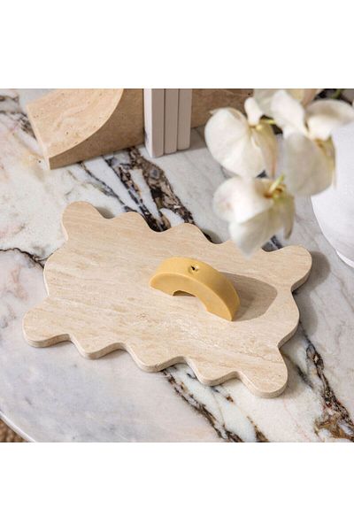Sümeyra Marble Art TRAVERTINE DECOR TRAY - 15*25 cm