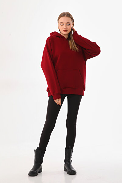 batı Reglan Kol İçi Polarlı Kalın Oversize Sweetshirt