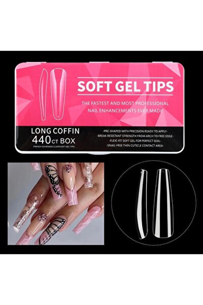 Genel Markalar Soft Jel Tips | Coffin | Long | Protez Tırnak Tips Uzatma | 44...