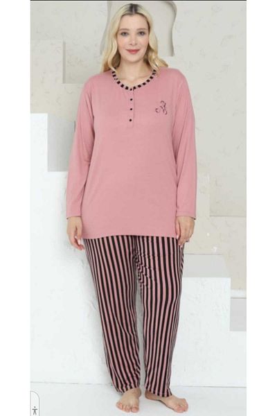 Freeista Dried Rose Plus Size Pajama Set Full Lycra