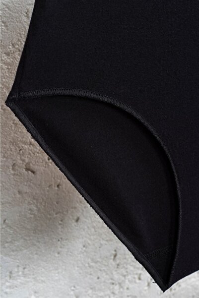 BSM Pachet de 9 Chiloți Batocom cu talie înaltă pentru femei, din bumbac modal negru de înaltă calitate