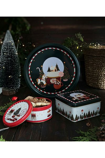 EVLE 3-Piece New Year Set, 15.8 X 15.8 X 8 Cm, Ø14 X 7 Cm, Ø31.5 Cm Tray, Glass Sphere Erb578r