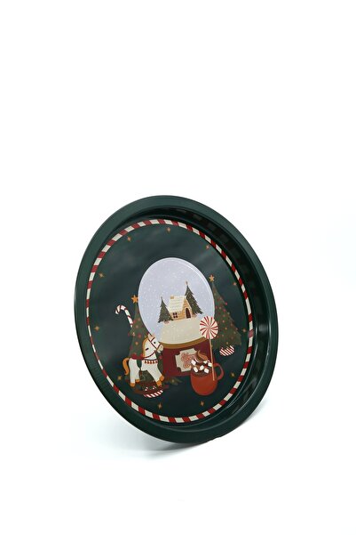 EVLE New Year Themed Metal Tray, 31.5 Cm Ez197-8r