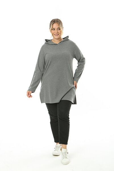 Avones Μαλακό χιτώνα φούτερ με κουκούλα Clite με σκίσιμο