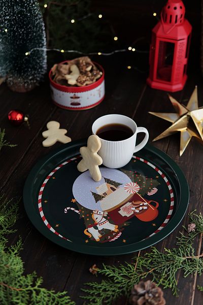 EVLE New Year Themed Metal Tray, 31.5 Cm Ez197-8r