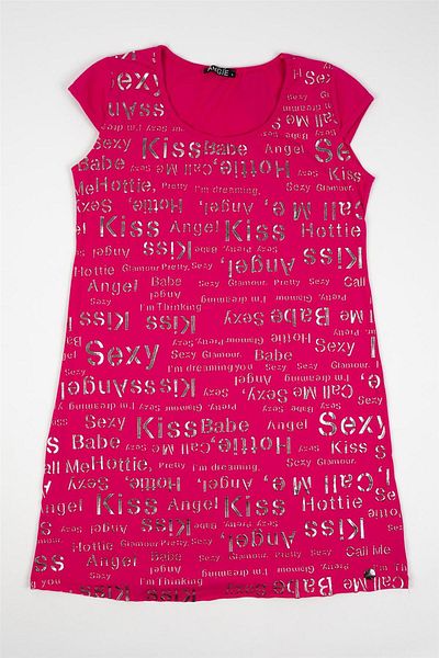 Adisia Women's Pink Angel Kiss Short Sleeve Combed Cotton Tunic