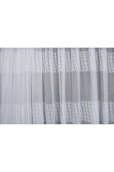 AKÇA TEKSTİL KDK 1380 PATTERN BROKEN WHITE COLOR SINGLE WING Ready Planted Pleated Background Curtain 300*260 Cm