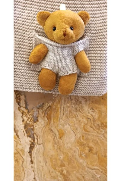 Elvinsa Beige Colored Baby Boy and Child Vest with Teddy Bear and Buttons
