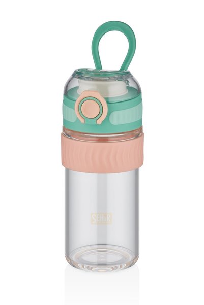 Vagonlife TKK 400ml Comfortable Drinking Silicone Body Glass Flask with Lockable Lid