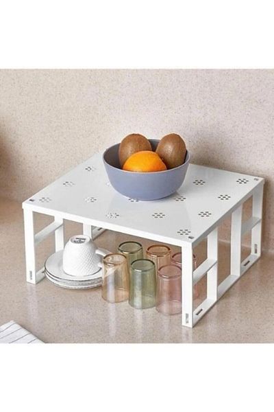 Perodia Cabinet Organizer Shelf Plate Cup Rack Metal Shelf 4 Pieces