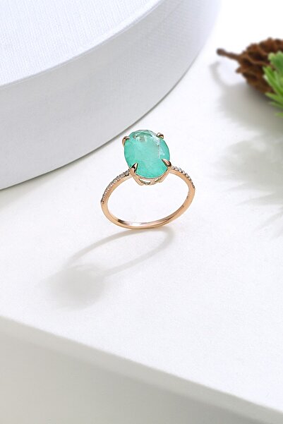 MySilvers Krisopraz Taşlı Gümüş Oval Yüzük