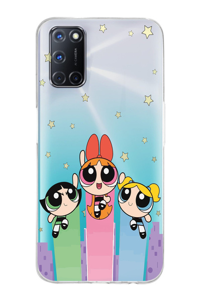 Magic Ring Oppo A52/A72/A92 Uyumlu Powerpuff Girls Desenli Şeffaf Telefon Kılıfı